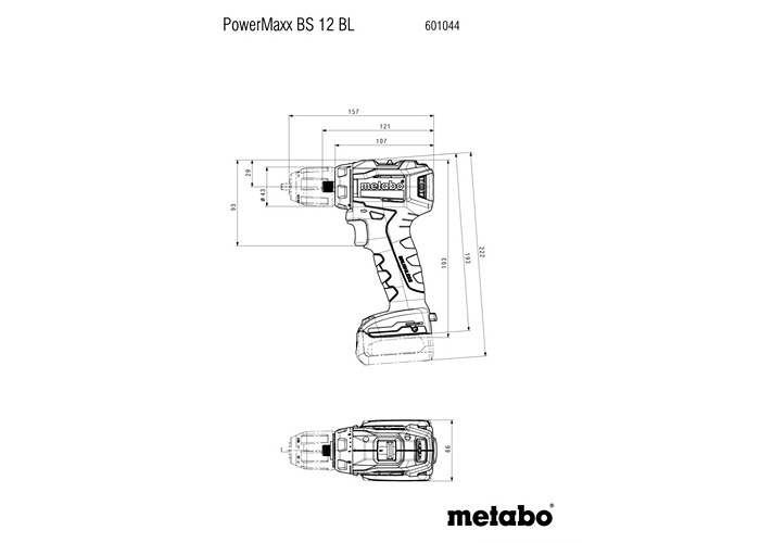 Акумуляторний дриль-шурупокрут METABO PowerMaxx BS 12 BL Каркас