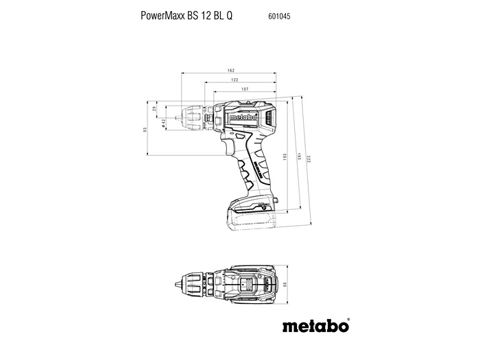 Акумуляторний дриль-шурупокрут METABO PowerMaxx BS 12 BL Q (2x2Ah)