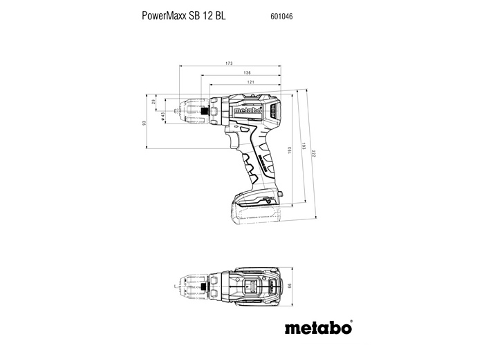 Акумуляторний ударний дриль-шурупокрут METABO PowerMaxx SB 12 BL Каркас
