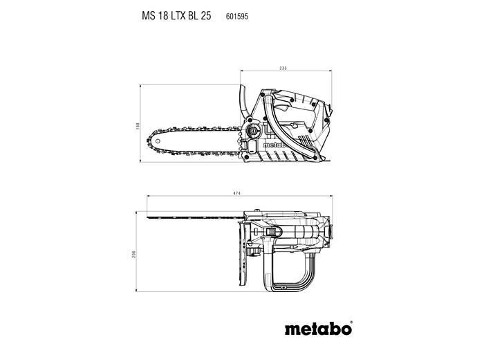 Аккумуляторная цепная пила METABO MS 18 LTX BL 25 (4Ah+ ASC 72)
