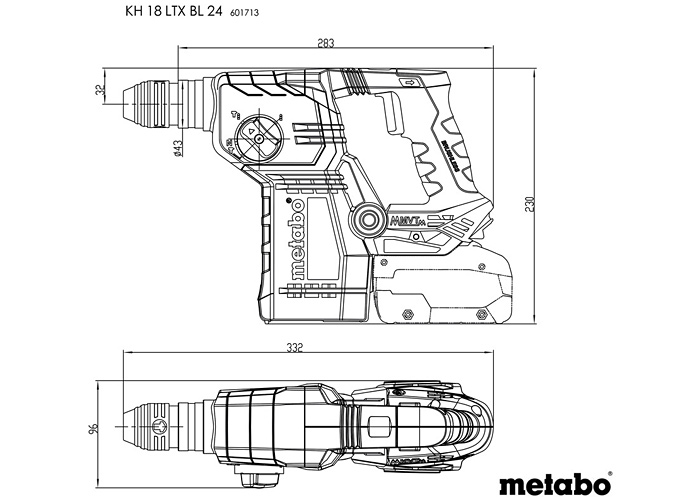Акумуляторний перфоратор METABO KH 18 LTX BL 24 (каркас в MC 20 case)