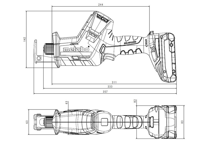 Акумуляторна шабельна пилка METABO SSE 18 LTX BL Compact Каркас в MetaLoc
