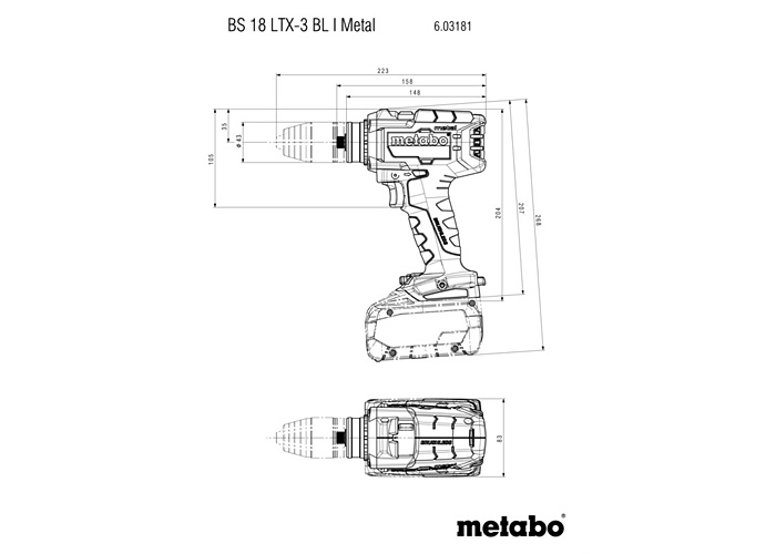 Акумуляторний дриль-шуруповерт METABO BS 18 LTX-3 BL I Metal (Каркас, metaBOX 145 L)