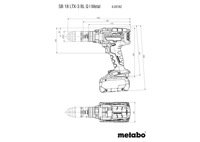 Аккумуляторная ударная дрель-шуруповерт METABO SB 18 LTX-3 BL Q I Metal (Каркас, metaBOX 145 L)