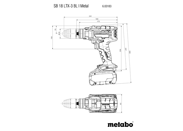 Аккумуляторная ударная дрель-шуруповерт METABO SB 18 LTX-3 BL I Metal (Каркас, metaBOX 145 L)