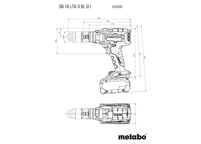 Аккумуляторная ударная дрель-шуруповерт METABO SB 18 LTX-3 BL Q I (Каркас, metaBOX 145 L)