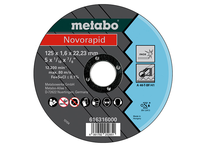 Отрезной диск METABO 125x1,6 мм, Novorapid Inox