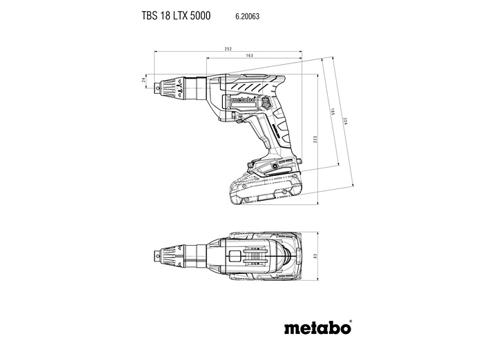 Акумуляторний шуруповерт METABO TBS 18 LTX BL 5000 (Каркас в metaBOX 145 L)