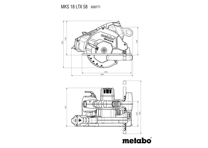 Аккумуляторная дисковая пила METABO MKS 18 LTX 58 + FS 160