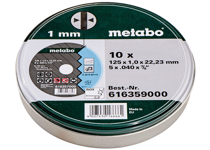 Набір відрізних кіл METABO SP Inox, 10 шт x 125 мм, TF 41 (616359000)