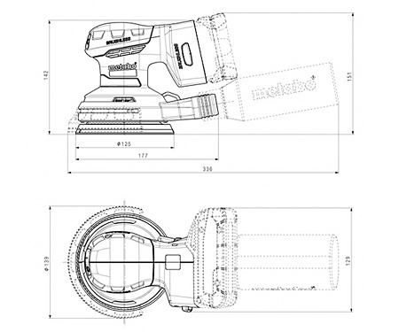 Аккумуляторная шлифмашина METABO SXA 18 LTX 125 BL Каркас