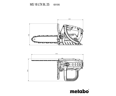 Аккумуляторная цепная пила METABO MS 18 LTX BL 25 (4Ah+ ASC 72)
