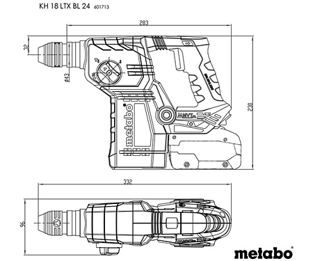 Акумуляторний перфоратор METABO KH 18 LTX BL 24 (2x LiHD 5,5Ah, ASC 145, metaBOX 165 L)