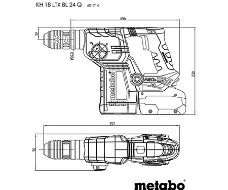 Акумуляторний перфоратор METABO KH 18 LTX BL 24 Q Set ISA (каркас в metaBOX 185 XL)
