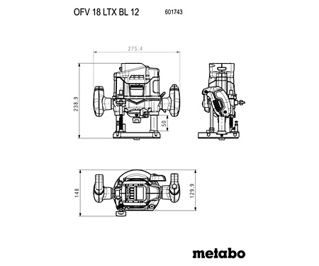 Аккумуляторный фрезер METABO OFV 18 LTX BL 12