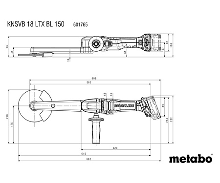 Акумуляторна шліфмашина для кутових зварних швів METABO KNSVB 18 LTX BL 150