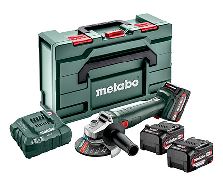 Аккумуляторная болгарка METABO W 18 L 9-125 Quick (3x4,0Ah, ASC 55, metaBOX 165 L)