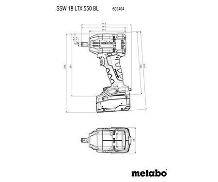 Акумуляторний ударний гайкокрут METABO SSW 18 LTX 550 BL (Каркас)