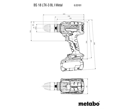 Аккумуляторная дрель-шуруповерт METABO BS 18 LTX-3 BL I Metal (Каркас, metaBOX 145 L)