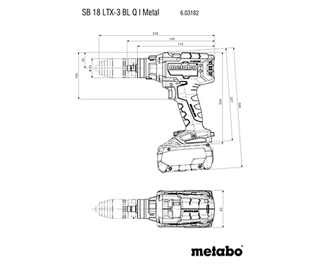 Аккумуляторная ударная дрель-шуруповерт METABO SB 18 LTX-3 BL Q I Metal (Каркас, metaBOX 145 L)