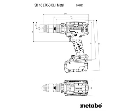Аккумуляторная ударная дрель-шуруповерт METABO SB 18 LTX-3 BL I Metal (Каркас)