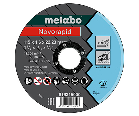 Отрезной диск METABO 115x1,6 мм, Novorapid Inox