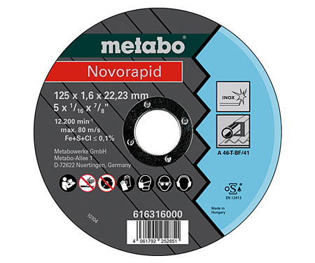Отрезной диск METABO 125x1,6 мм, Novorapid Inox