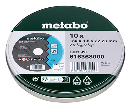 Отрезной диск METABO 180x1,5 мм, InoxTF4