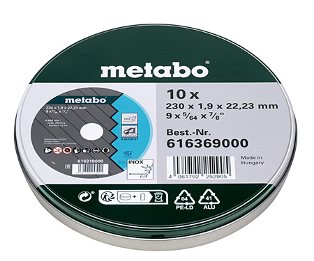 Отрезной диск METABO 230x1,9 мм, InoxTF