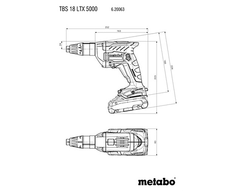 Аккумуляторный шуруповерт METABO TBS 18 LTX BL 5000 (Каркас в MC 20 case)