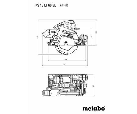 Аккумуляторная дисковая пила METABO KS 18 LTX 66 BL (Каркас, metaBOX 340) + FS 160