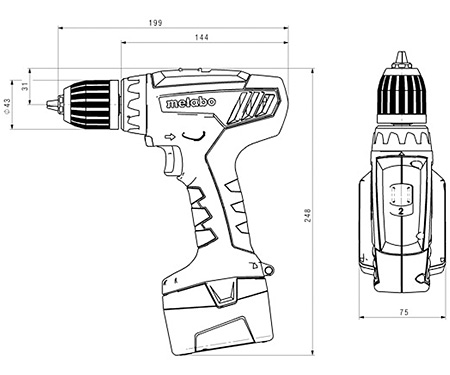 Аккумуляторный шуруповерт METABO BS 12 NICD