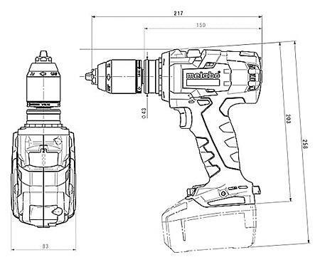 Аккумуляторный шуруповерт METABO BS 18 LTX-3 BL I Каркас + MetaLoc