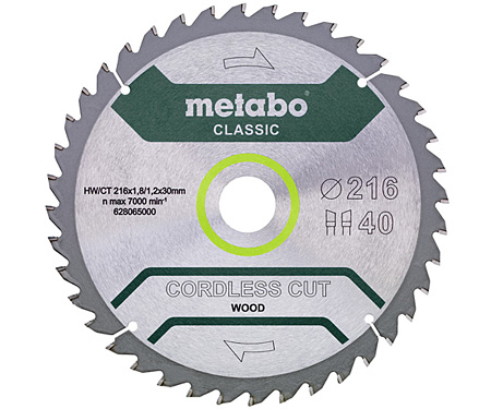 Пильний диск METABO Cordless Cut Wood Classic 216 мм (628654000)