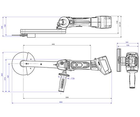 Аккумуляторная шлифовальная машина для узких мест METABO KNS 18 LTX 150 Каркас
