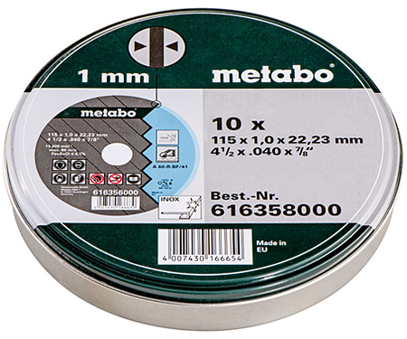 Набор отрезных кругов METABO SP Inox, 10 шт x 115 мм, TF 41 (616358000)
