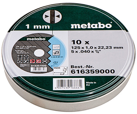 Набір відрізних кіл METABO SP Inox, 10 шт x 125 мм, TF 41 (616359000)