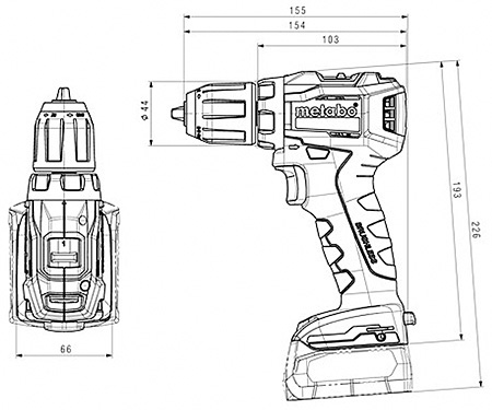 Аккумуляторный шуруповерт METABO PowerMaxx BS 12 BL Каркас + MetaLoc