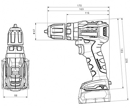 Аккумуляторный шуруповерт METABO PowerMaxx SB 12 BL Каркас + MetaLoc