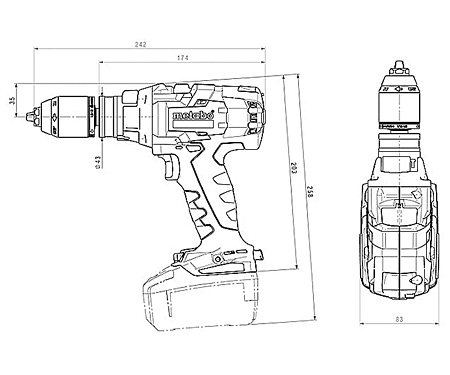 Аккумуляторный шуруповерт METABO SB 18 LTX-3 BL I Каркас + MetaLoc