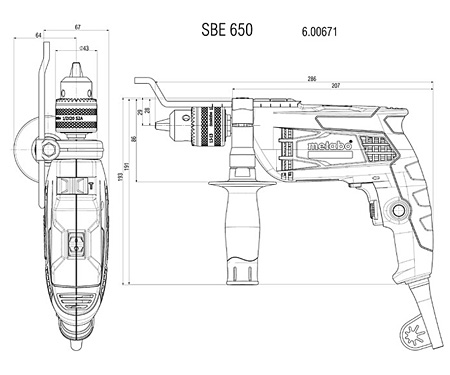 Ударний дриль METABO SBE 650 + кейс
