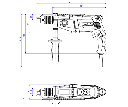 Ударная дрель METABO SBE 780-2 (БЗП Futuro Plus) + кейс