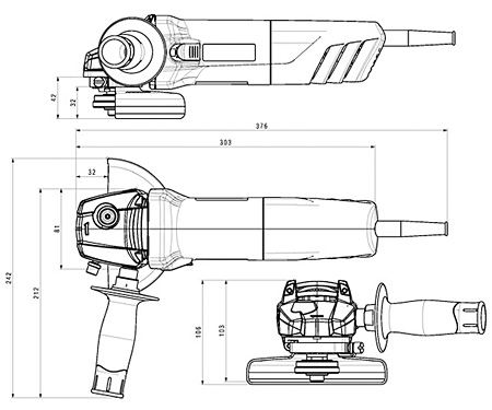 Кутова шліфмашина METABO W 1100-125 (ЗПП) + кейс