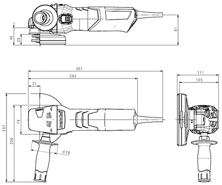Кутова шліфмашина METABO W 9-100