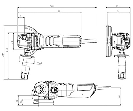 Кутова шліфмашина METABO W 9-125 (ЗПП)