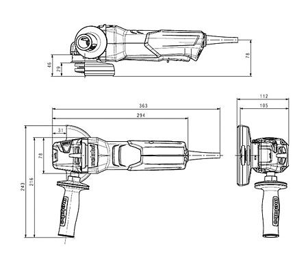 Кутова шліфмашина METABO WP 9-115 Quick