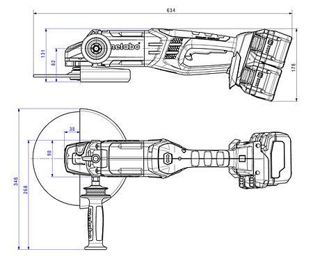 Акумуляторна кутова шліфмашина METABO WPB 36-18 LTX BL 230 (8.0 Агод)